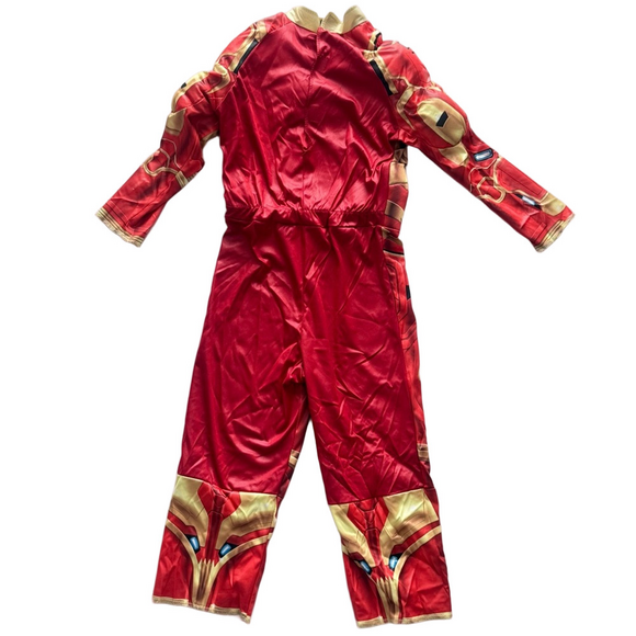 Marvel Avengers Iron Man Muscle Halloween Costume Jumpsuit Gloves Mask Small 4-6 - Picture 10 of 17